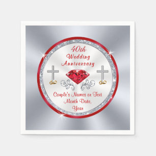 Christian Custom 40th Wedding Anniversary Napkins