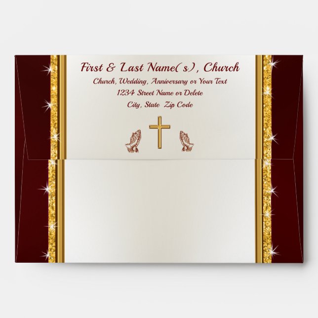 Christian, Custom Church Envelopes, Many SIZES, Envelope (Back (Top Flap))
