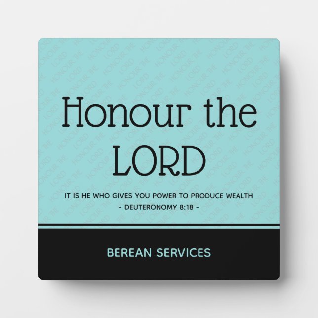 Christian Custom HONOUR THE LORD Inspirational UK Plaque (Front)