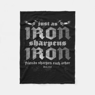 Christian Dad Iron Sharpens Iron Bible Proverbs Ve Fleece Blanket