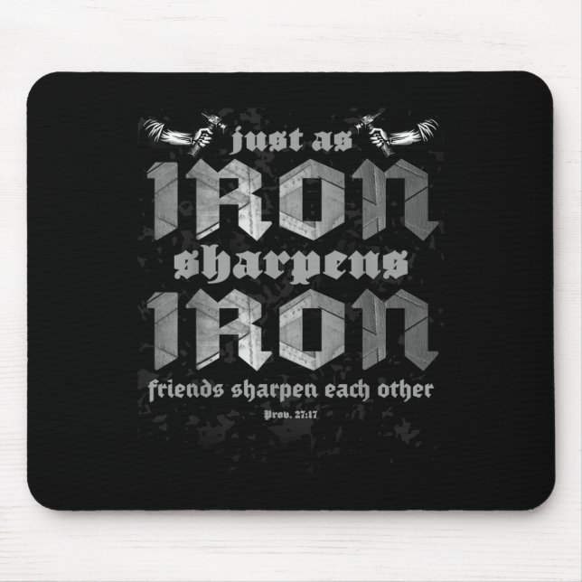 Christian Dad Iron Sharpens Iron Bible Proverbs Ve Mouse Mat (Front)
