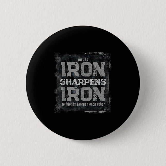 Christian Dad Iron Sharpens Iron Scripture Verse B 6 Cm Round Badge (Front)