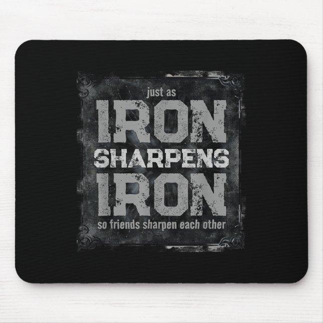 Christian Dad Iron Sharpens Iron Scripture Verse B Mouse Mat (Front)