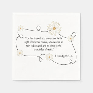 Christian Daisy Flower Bible Quote Napkin