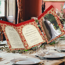 Christian Damask Wedding Burgundy Red & Cream/Tan