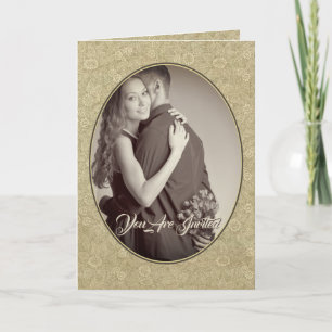 Christian Damask Wedding Invitation Cream/Tan