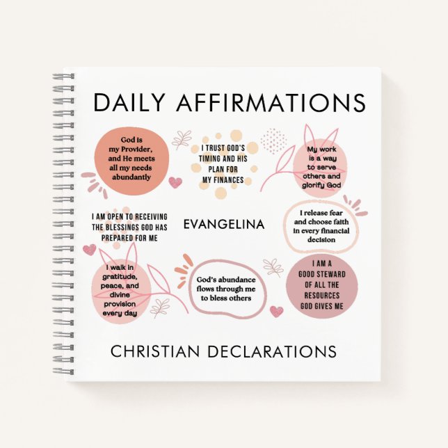 Christian Declarations Daily Affirmations Prayer Notebook (Front)