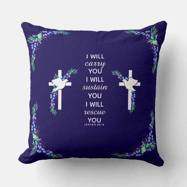 Christian Decorative Pillow with Bible Verse Cross (Front)