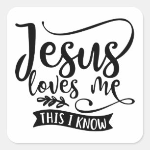 Christian Design Jesus Loves Me Square Sticker
