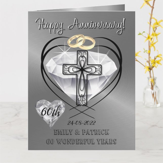 Christian Diamond Wedding Anniversary Card (Yellow Flower)