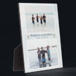 Christian Double Baptism Ocean Blue Plaque<br><div class="desc">This photo gift is features a painted watercolor ocean seascape background in blue and teal green. Customise it with any two photos! Customise it with your photos and your loved ones' names and the date of his/her Baptism, dedication, christening or other special event! This will be a gift he or...</div>