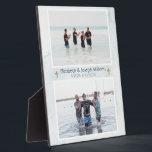 Christian Double Baptism Ocean Blue Plaque<br><div class="desc">This photo gift is features a painted watercolor ocean seascape background in blue and teal green. Customise it with any two photos! Customise it with your photos and your loved ones' names and the date of his/her Baptism, dedication, christening or other special event! This will be a gift he or...</div>