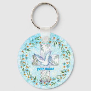 Christian Dove Cross keychain