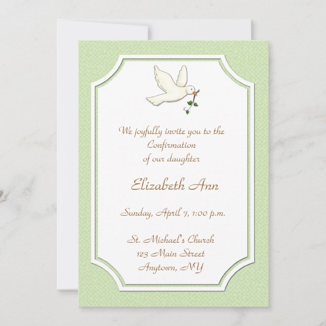 Christian Dove, Green Invitation (Front)