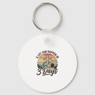 Christian Easter 3 Days Retro Cross Cave T-Shirt D Key Ring