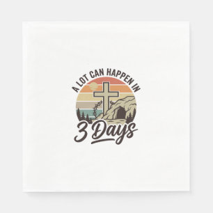 Christian Easter 3 Days Retro Cross Cave T-Shirt D Napkin
