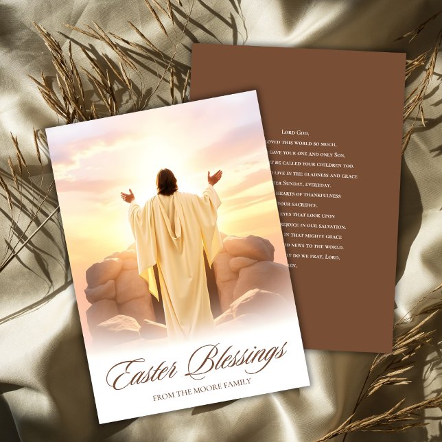 Christian Easter Blessings Pascha Prayer Holiday Card (Personalized Christian Easter Blessings Card He Has Risen Pascha Greeting)