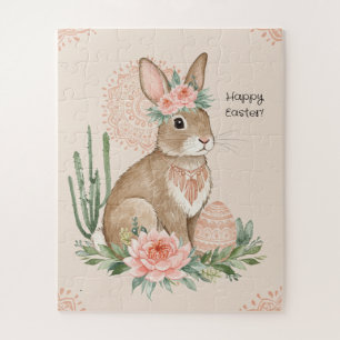 Christian Easter Bunny Boho Pastel Jigsaw Puzzle