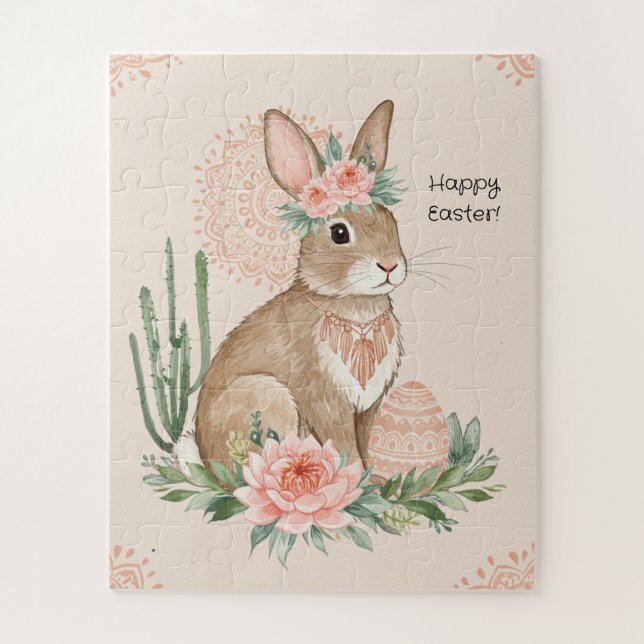 Christian Easter Bunny Boho Pastel Jigsaw Puzzle (Vertical)