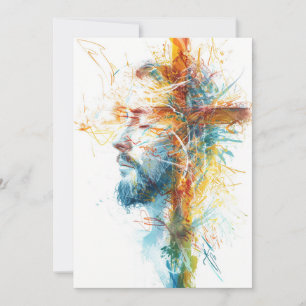 Christian Easter Card, Watercolor Jesus Cross Holiday Card