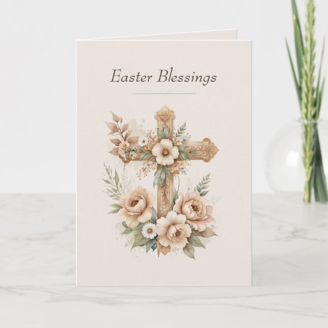 Christian Easter Cards, Religious Blessing Cross Holiday Card (Front)