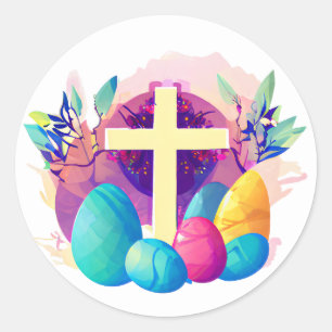 Christian Easter Cross Classic Round Sticker