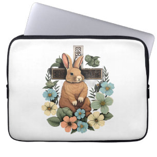 Christian Easter Day Cross Easter Bunny Rabbit Laptop Sleeve