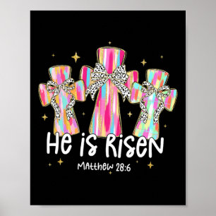 Christian Easter He Is Risen Coquette Bow Bible Ve Poster