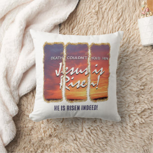 Christian Easter JESUS IS RISEN Custom Glitter Cushion