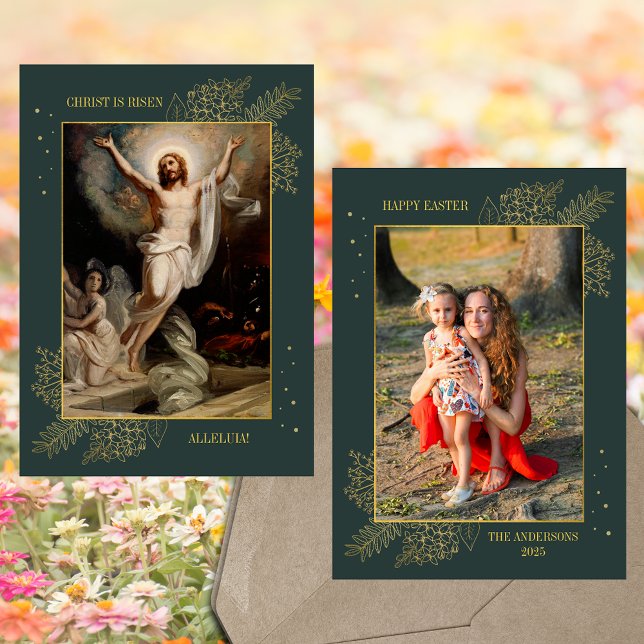 Christian Easter Jesus Resurrection Family Photo Holiday Card (Religious Christian Catholic Easter Jesus Christ Resurrection Family Photo Robert Ekman Holiday Card)