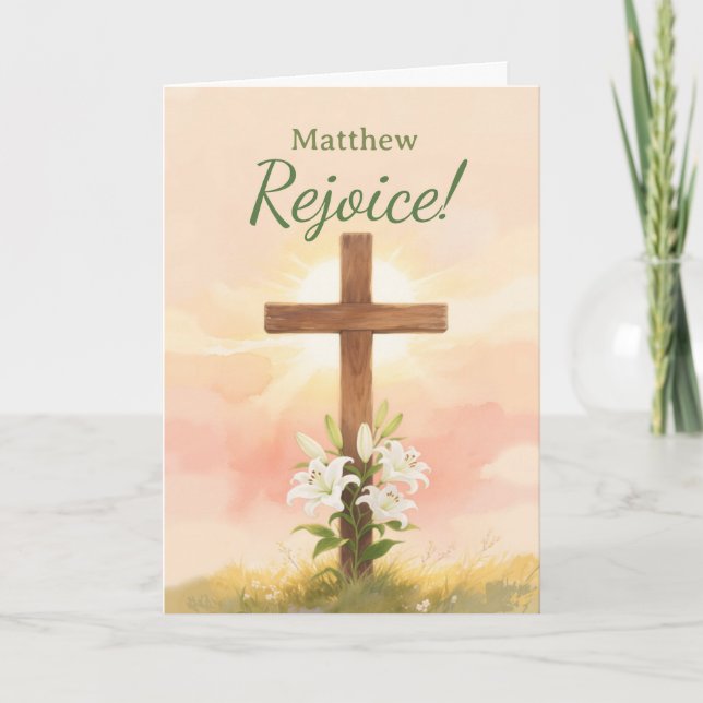 Christian Easter Rejoice Personalised Name Gift Card (Front)