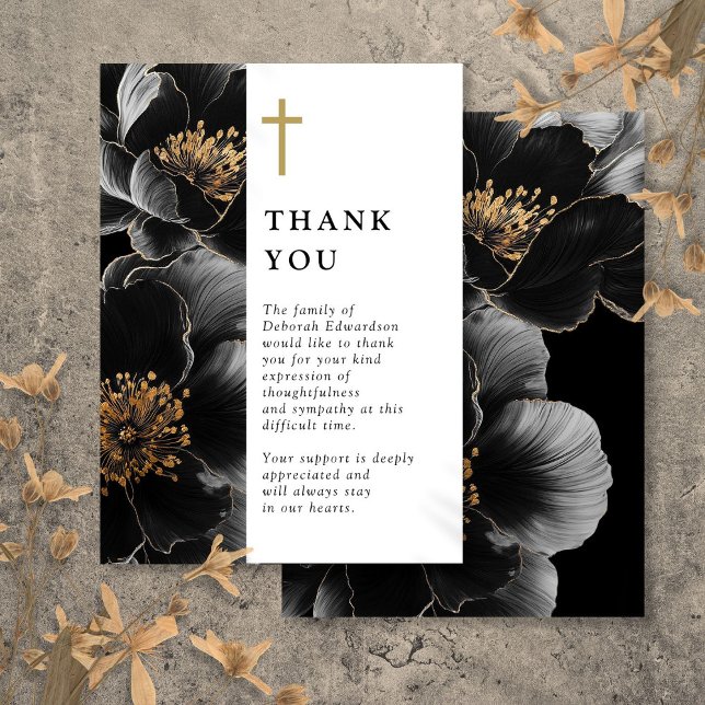 Christian Elegant Floral Celebration Of Life Thank You Card (Christian Elegant Floral Celebration Of Life Thank You Card)