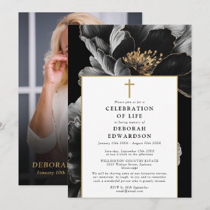 Christian Elegant Modern Celebration Of Life Photo Invitation