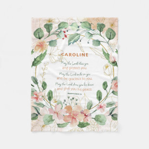 Christian Elegant Scripture Floral Custom Fleece Blanket