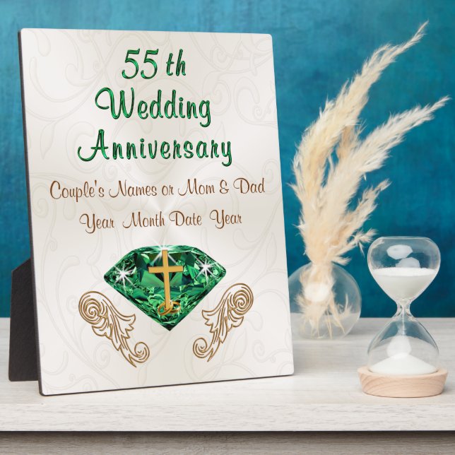 Christian Emerald 55 Wedding Anniversary Gift Idea Plaque (Side)
