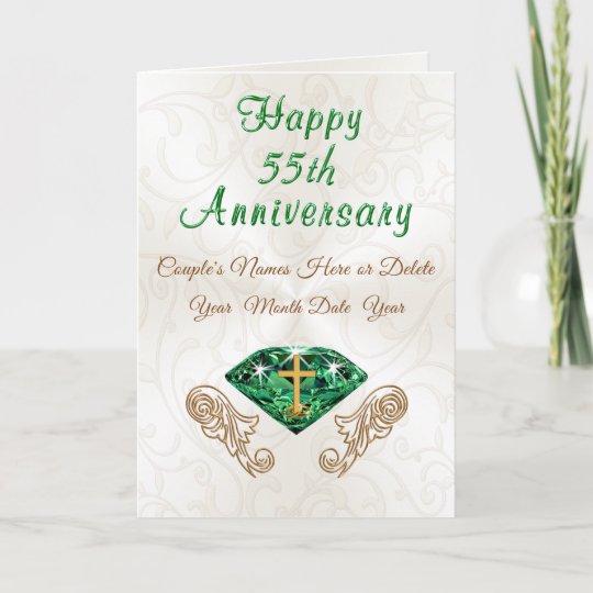 Christian Emerald 55th  Wedding  Anniversary  Cards  Zazzle 