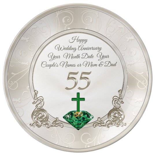 55th Wedding Anniversary Gifts
 Christian Emerald 55th Wedding Anniversary Gift Plate