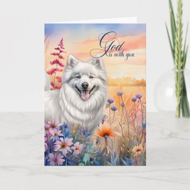 Christian Encouragement American Eskimo Dog Card (Front)