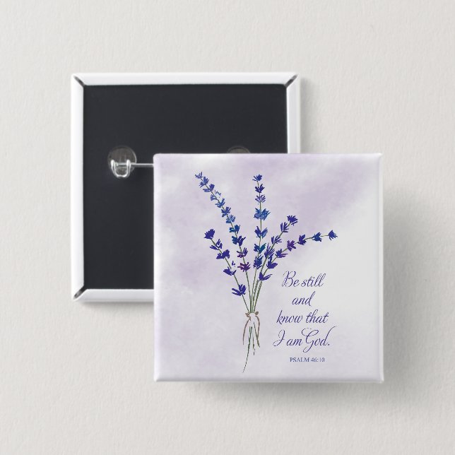 Christian Encouragement Lavender with Scripture  15 Cm Square Badge (Front & Back)