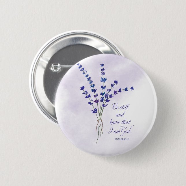 Christian Encouragement Lavender with Scripture  6 Cm Round Badge (Front & Back)