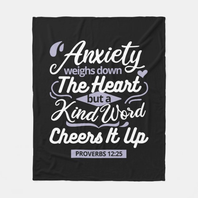 Christian Encouragement Quote – Anxiety & Kindness Fleece Blanket (Front)