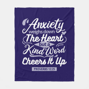 Christian Encouragement Quote – Anxiety & Kindness Fleece Blanket