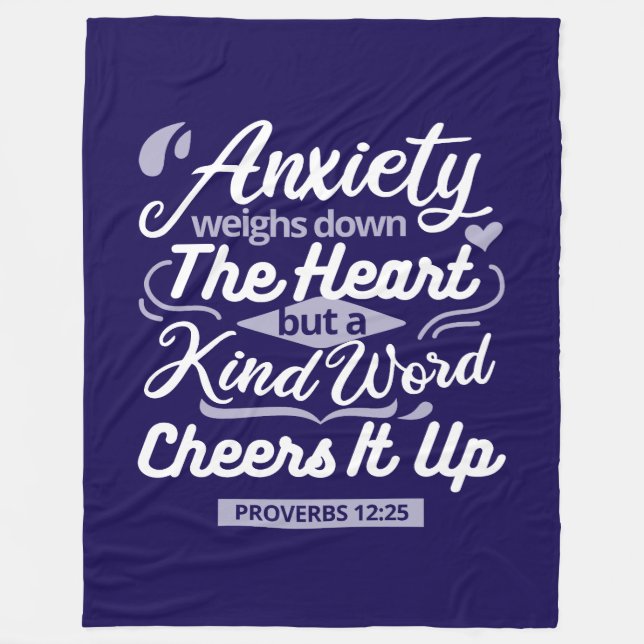 Christian Encouragement Quote – Anxiety & Kindness Fleece Blanket (Front)