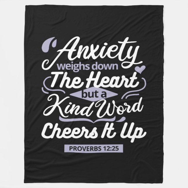 Christian Encouragement Quote – Anxiety & Kindness Fleece Blanket (Front)