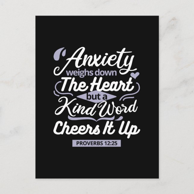 Christian Encouragement Quote – Anxiety & Kindness Postcard (Front)