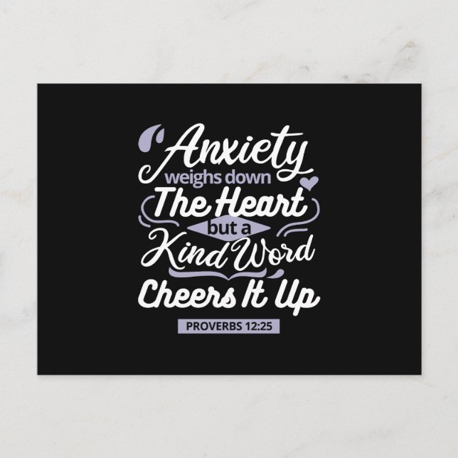 Christian Encouragement Quote – Anxiety & Kindness Postcard (Front)