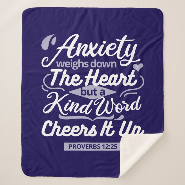 Christian Encouragement Quote – Anxiety & Kindness Sherpa Blanket (Front)