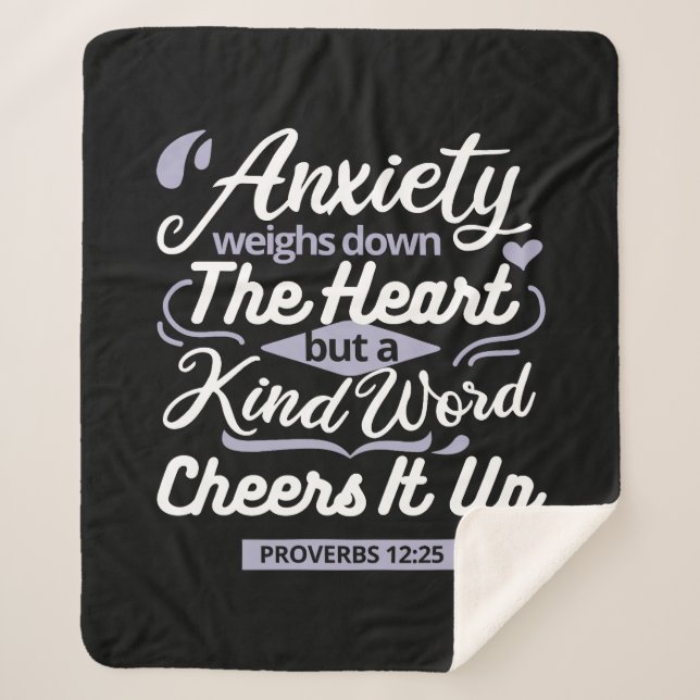 Christian Encouragement Quote – Anxiety & Kindness Sherpa Blanket (Front)