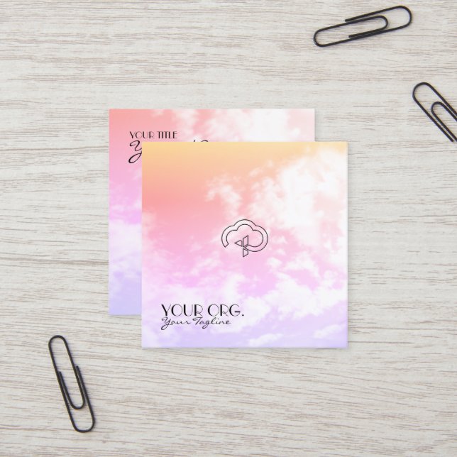 Christian Eternal Life Cross & Cloud Square Business Card (Front/Back In Situ)