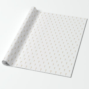 Christian Event Faux Gold Cross Pattern Wrapping Paper